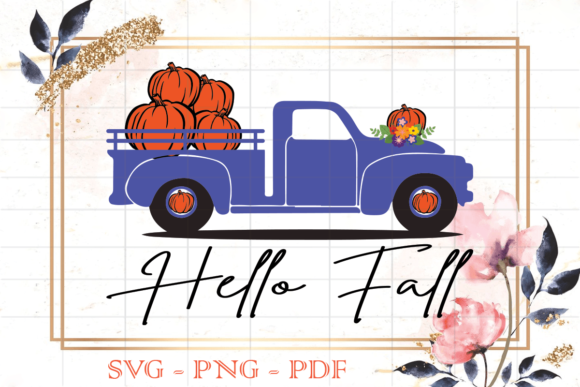 Hello Fall Blue Pumpkins Truck SVG Review