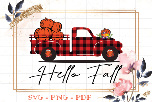 Hello Fall Red Plaid Pumpkins Truck SVG Review