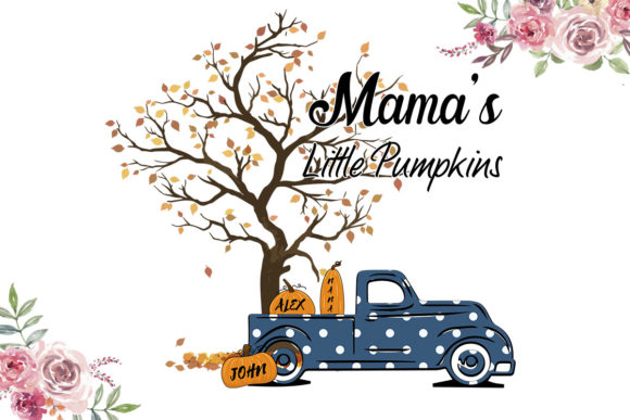 Mama s Little Pumpkin Blue Polka Dot